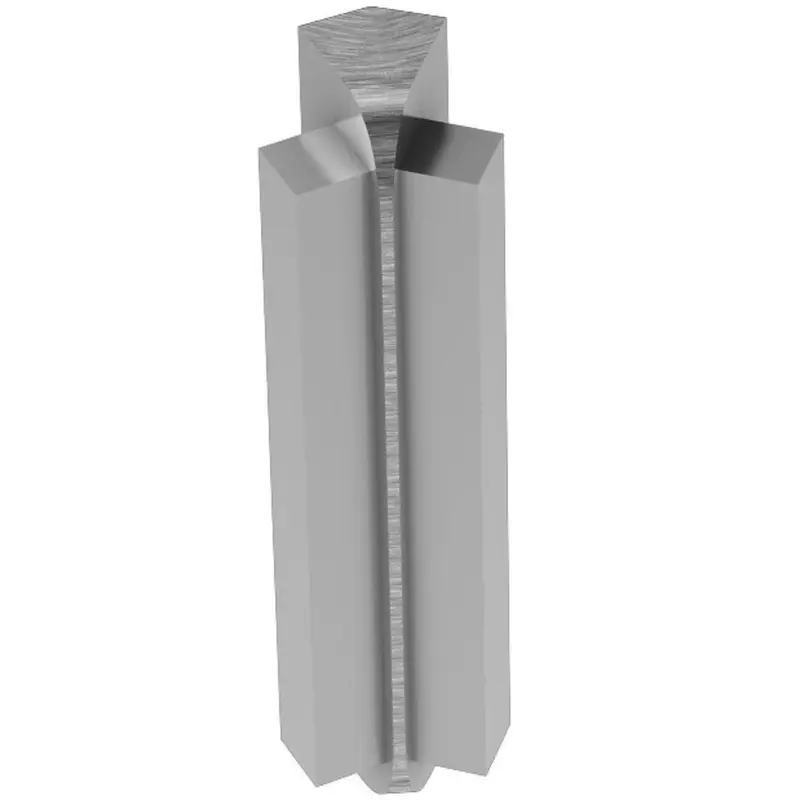 Schluter - RONDEC-STEP Inside Corner 135° with Vertical Leg 1-1/2"  - Aluminum Anodized Brushed Chrome 3/8" (10 mm)