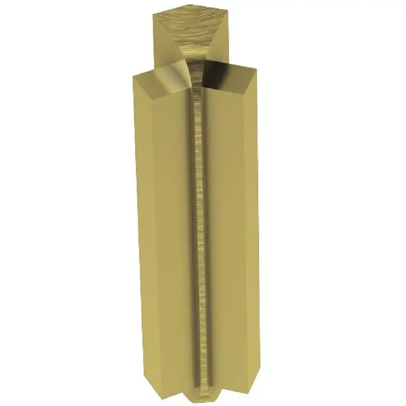 Schluter RONDEC-STEP Inside Corner 135° with 1-1/2" Vertical Leg Anodized Aluminum Brushed Brass 3/8" (10 mm)