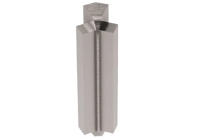 Schluter RONDEC-STEP Inside Corner 135° with 2-1/4" Vertical Leg Anodized Aluminum Brushed Chrome 5/16" (8 mm)