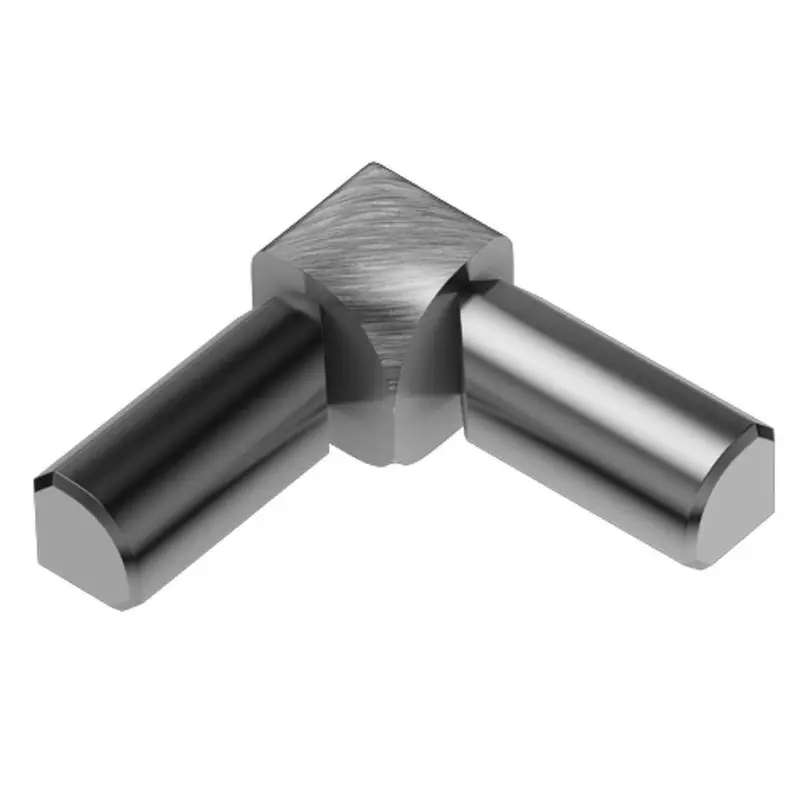 Schluter - RONDEC 2-Leg Inside Corner 90° - Aluminum Anodized Brushed Chrome 3/8" (10 mm)