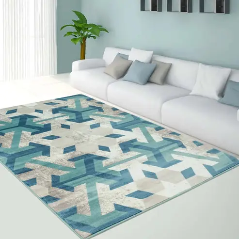 Irish Teal Turquoise Snowflake Area Rug – 5'2" x 7'5"