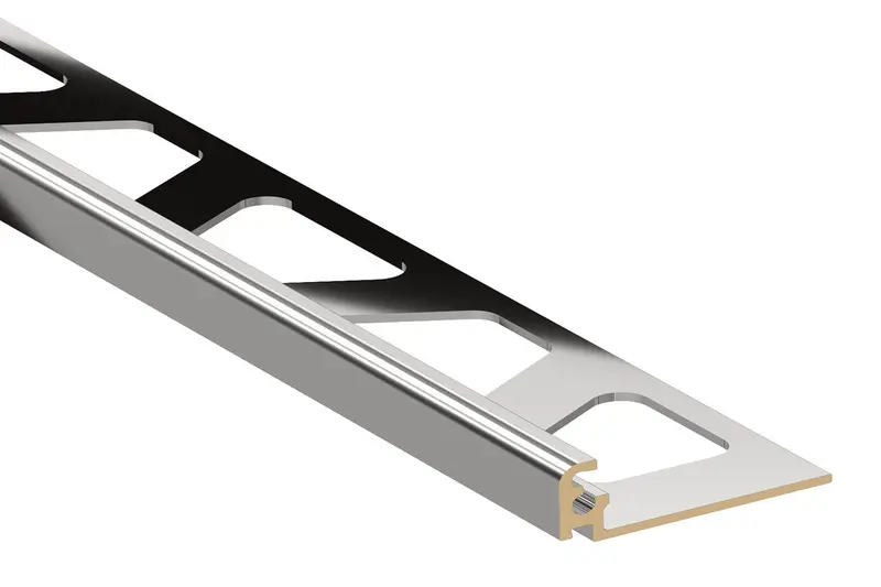 Schluter - JOLLY Wall Tile Edge Trim Aluminum Chrome-Plated Brass 7/16" (11 mm) x 8' 2-1/2"