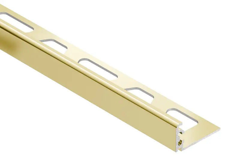 Schluter - JOLLY Wall Tile Edge Trim Aluminum Polished Brass Anodized 1/2" (12.5 mm) x 8' 2-1/2"