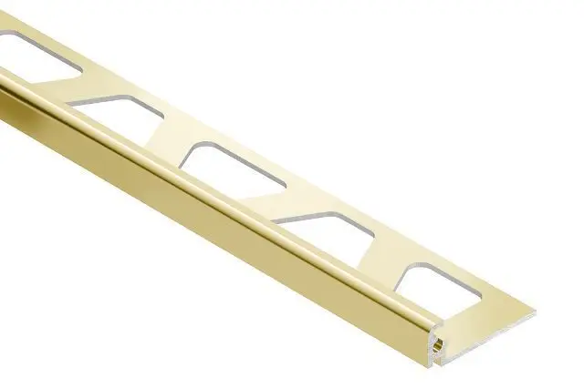 Schluter - JOLLY Wall Tile Edge Trim Aluminum Polished Brass Anodized 5/16" (8 mm) x 8' 2-1/2"