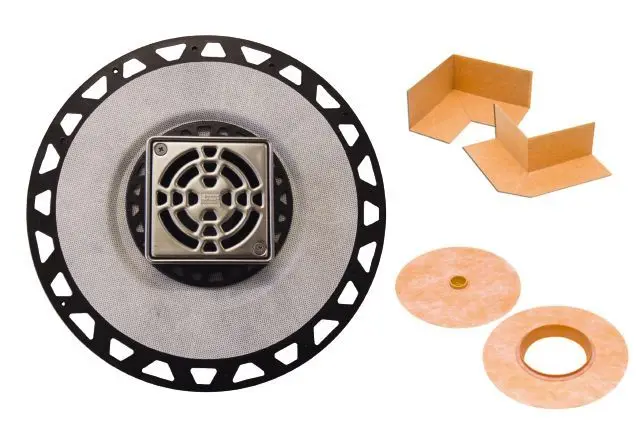 Schluter - KERDI-DRAIN Drain Kit with Flange ABS Plastic 2" with Square Grate Stainless Steel 4"