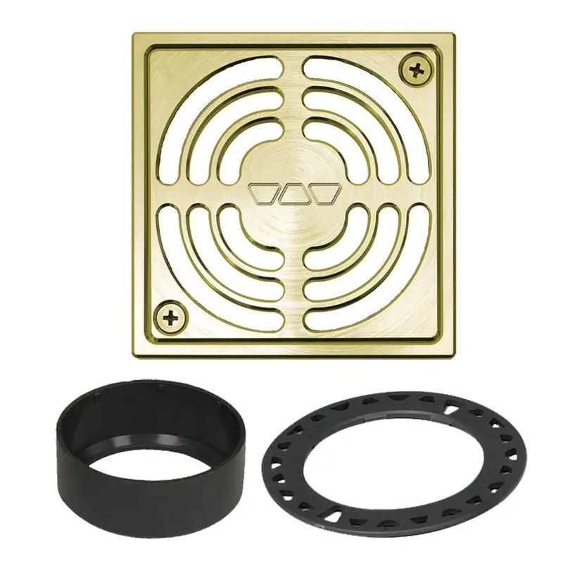 Schluter - KERDI-DRAIN Square Grate Kit Contour - Aluminum Anodized Brushed Brass 4"