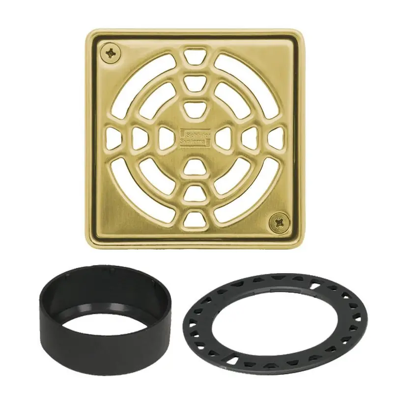 Schluter - KERDI-DRAIN Square Grate Kit Classic - Stainless Steel (V2) Classic Gold 4"