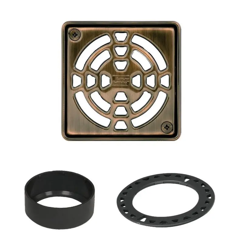 Schluter - KERDI-DRAIN Square Grate Kit Classic - Stainless Steel (V2) Oil-Rubbed Bronze 4"