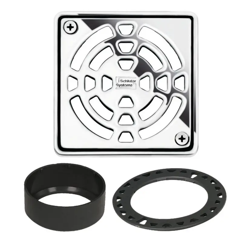 Schluter - KERDI-DRAIN Square Grate Kit Classic - Stainless Steel (V2) Chrome 4"