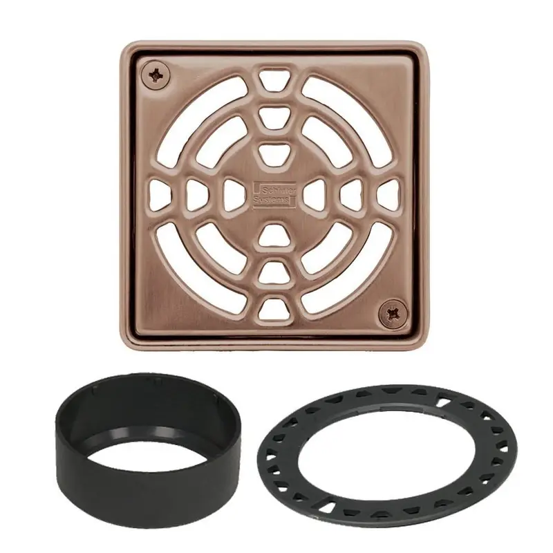 Schluter - KERDI-DRAIN Square Grate Kit Classic - Stainless Steel (V2) Rose Gold 4"