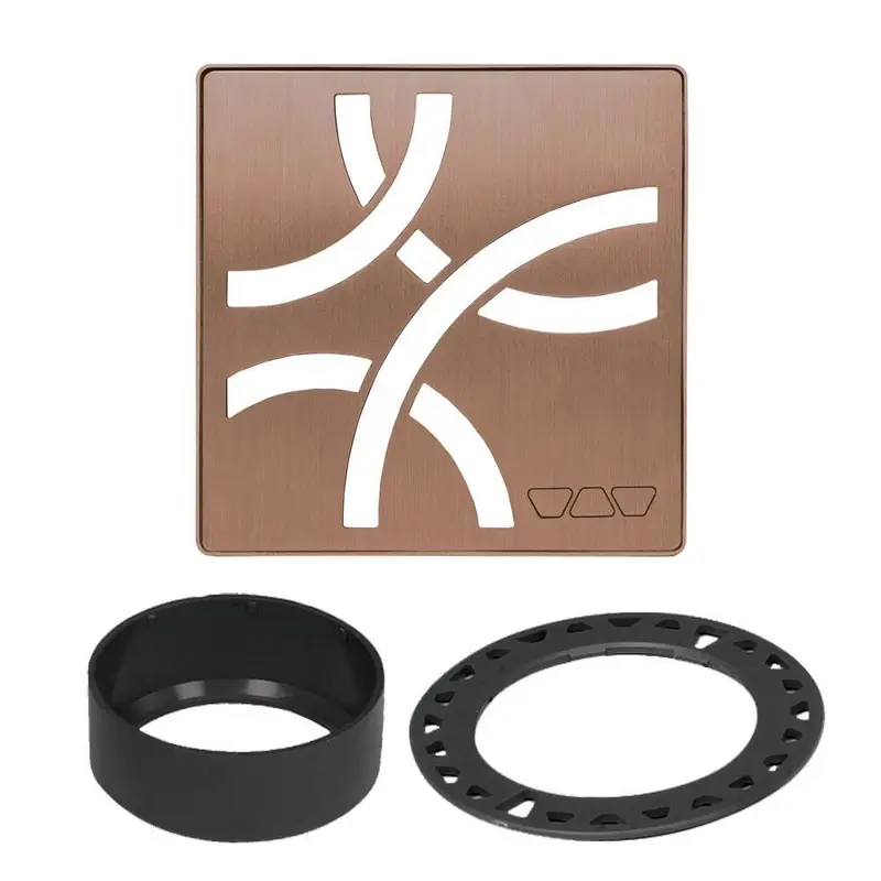 Schluter - KERDI-DRAIN Square Grate Kit Curve - Stainless Steel (V2) Brushed Rose Gold 4"
