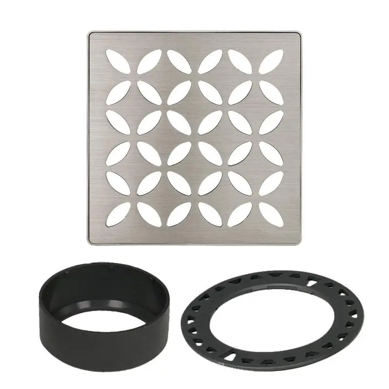 Schluter - KERDI-DRAIN Square Grate Kit Floral - Stainless Steel (V2) Brushed Nickel 4"