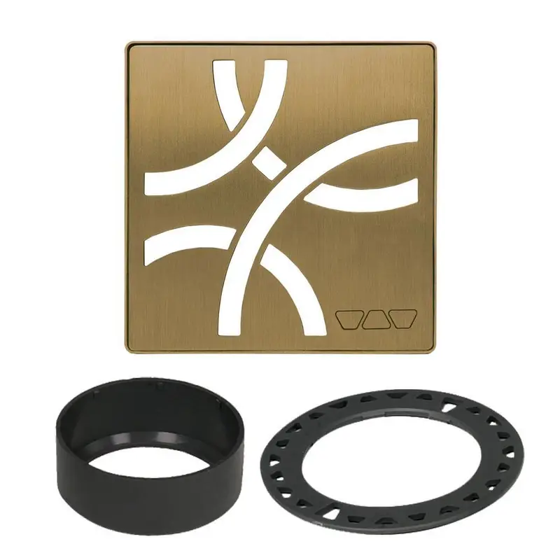 Schluter - KERDI-DRAIN Square Grate Kit Curve - Stainless Steel (V2) Brushed Vintage Gold 4"