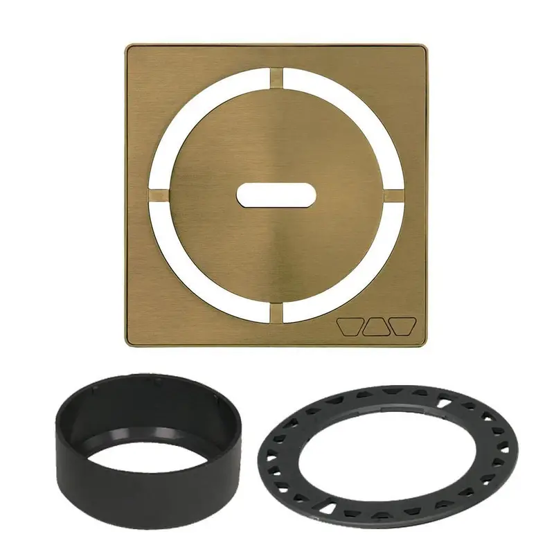 Schluter - KERDI-DRAIN Square Grate Kit Pure - Stainless Steel (V2) Brushed Vintage Gold 4"