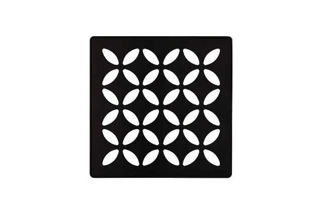 Schluter - KERDI-DRAIN Square Grate Kit Floral - Stainless Steel (V2) Matte Black 4"