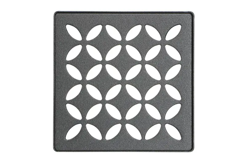 Schluter - KERDI-DRAIN Square Grate Kit Floral Stainless Steel (V2) Dark Anthracite 4"