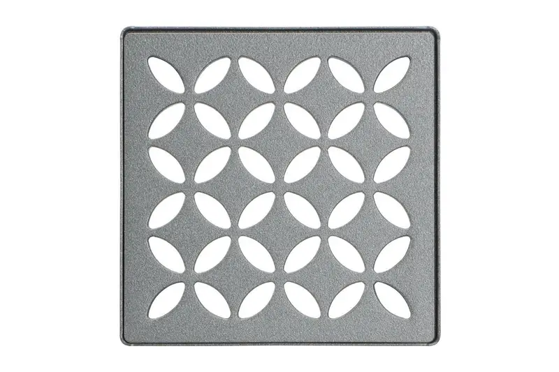 Schluter - KERDI-DRAIN Square Grate Kit Floral Stainless Steel (V2) Pewter 4"
