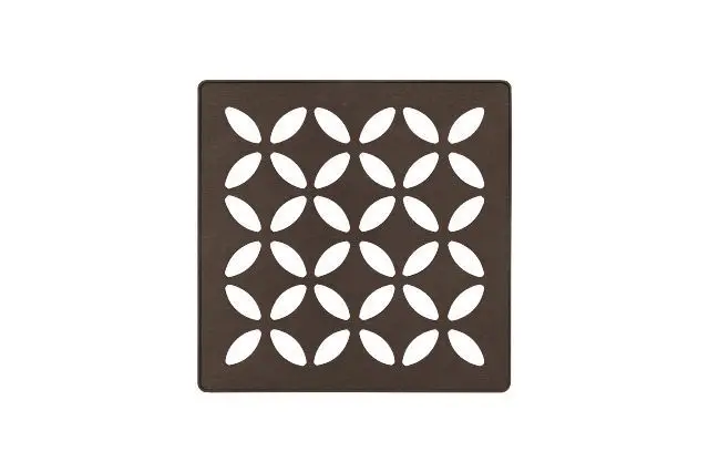 Schluter - KERDI-DRAIN Square Grate Kit Floral - Stainless Steel (V2) Bronze 4"