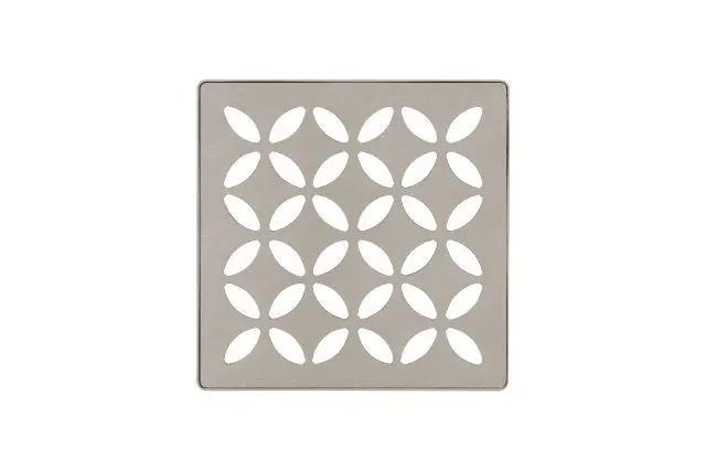 Schluter - KERDI-DRAIN Square Grate Kit Floral - Stainless Steel (V2) Stone Grey 4"