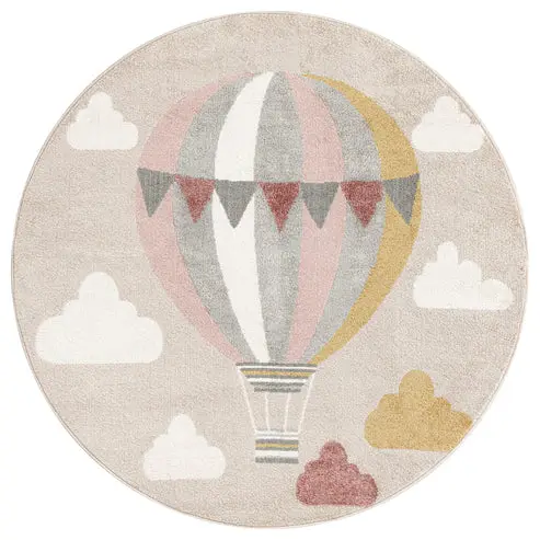 Colorful Baloon and Cloud Kids Nursery Play Area Bedroom Area Rug – 3'11" X 5'3"