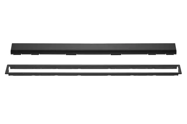 Schluter - KERDI-LINE Linear Floor Drain with Solid Grate Design Brushed Stainless Steel (V4) Matte Black 3/4" x 23-5/8"