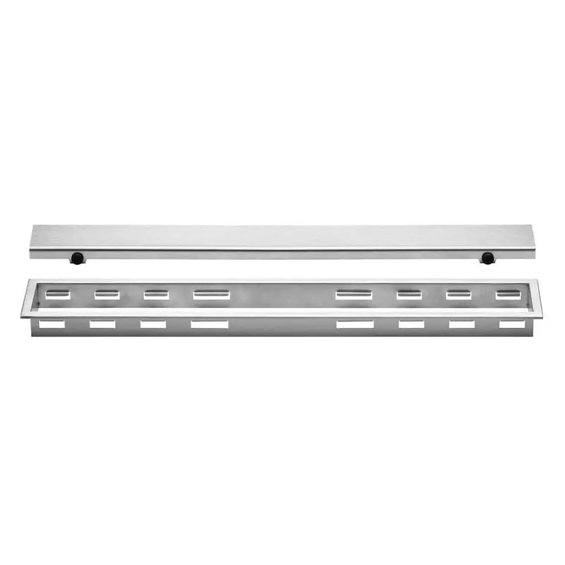 Schluter - KERDI-LINE Linear Floor Drain with Solid Grate Design - Brushed Stainless Steel 1-1/8" x 35-7/16"