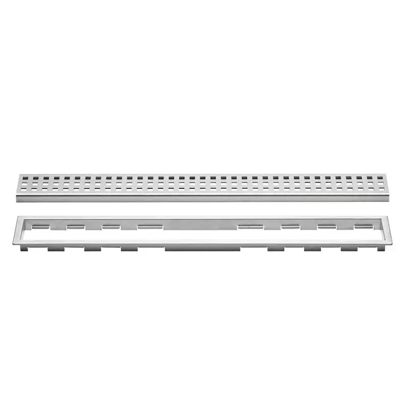 Schluter - KERDI-LINE Linear Floor Drain with Square Grate Design - Brushed Stainless Steel (V4) 3/4" x 43-5/16"