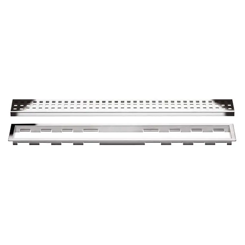 Schluter - KERDI-LINE Linear Floor Drain with Square Grate Design - Stainless Steel (V4) Chrome 3/4" x 23-5/8"