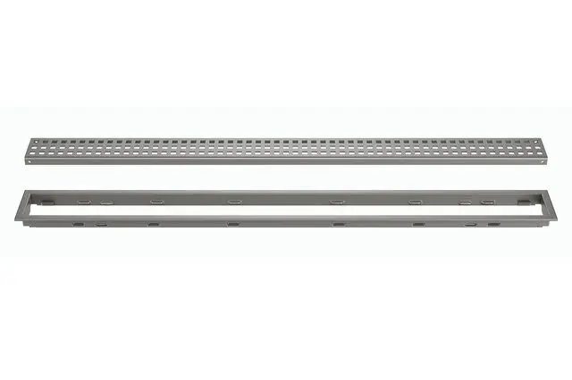 Schluter KERDI-LINE Linear Floor Drain with Square Grate Design Stainless Steel (V4) Pewter 3/4" (19 mm) x 70-13/16"