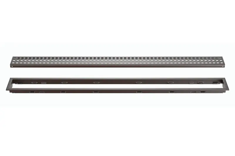 Schluter - KERDI-LINE Linear Floor Drain with Square Grate Design - Stainless Steel (V4) Bronze 2-15/16" x 23-5/8"