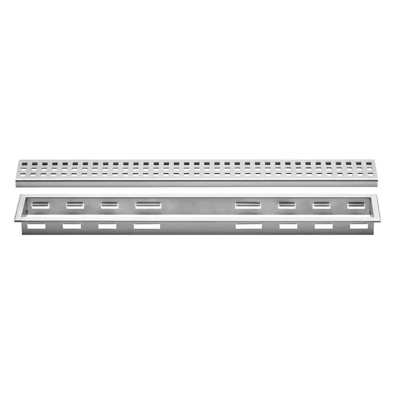 Schluter KERDI-LINE Linear Floor Drain with Square Grate Design Stainless Steel (V4) Brushed 1-1/8" (30 mm) x 47-1/4"
