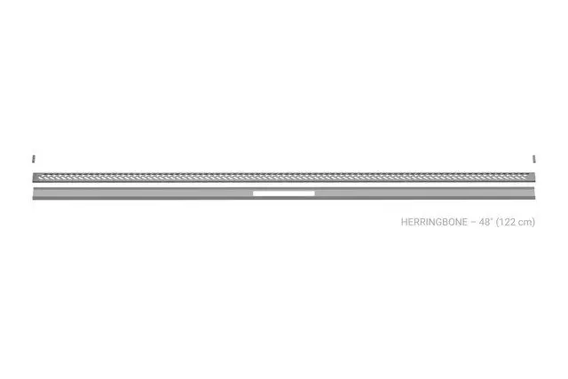 Schluter KERDI-LINE-VARIO Variable Length Linear Drain with an Herringbone Design Stainless Steel (V4) Stone Grey 4'