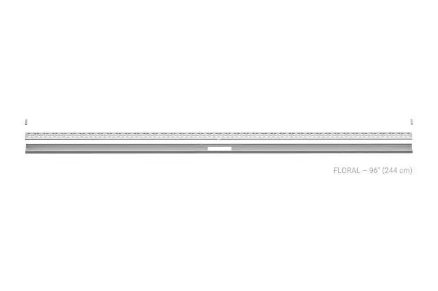 Schluter - KERDI-LINE-VARIO Linear Floor Drain with Floral Design - Brushed Stainless Steel (V4) 1-1/16" x 96"