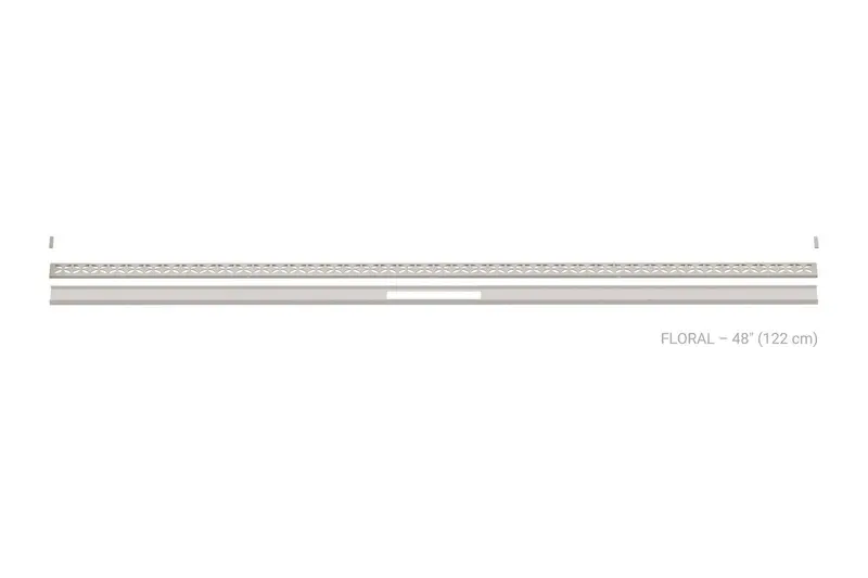 Schluter - KERDI-LINE-VARIO Linear Floor Drain with Floral Grate Design - Stainless Steel (V4) Greige 1-5/8" x 48"