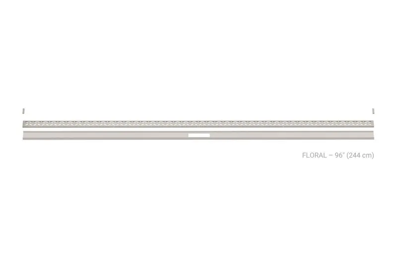 Schluter - KERDI-LINE-VARIO Linear Floor Drain with Floral Grate Design - Stainless Steel (V4) Greige 1-5/8" x 96"