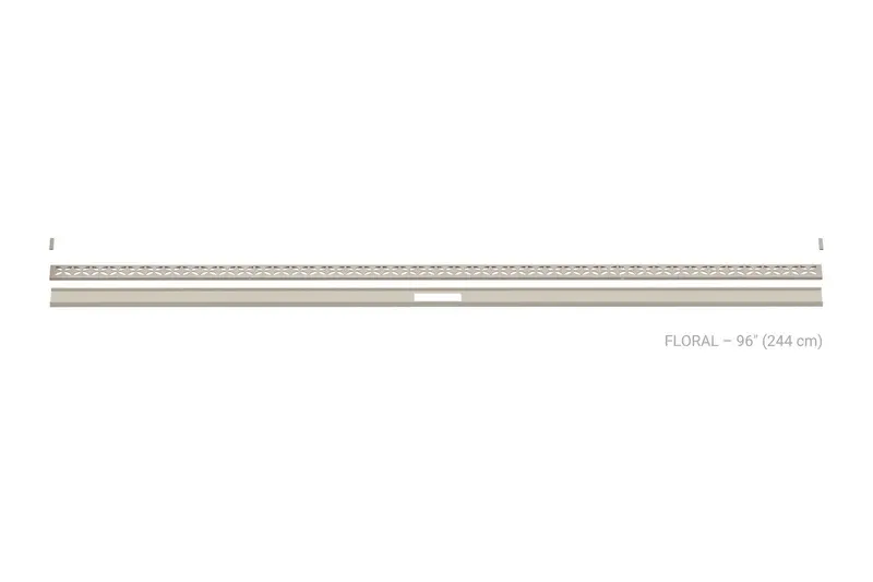 Schluter - KERDI-LINE-VARIO Linear Floor Drain with Floral Grate Design - Stainless Steel (V4) Cream 1-5/8" x 96"
