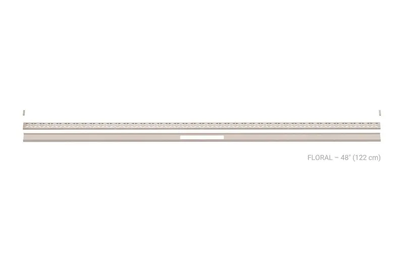 Schluter - KERDI-LINE-VARIO Linear Floor Drain with Floral Grate Design - Stainless Steel (V4) Ivory 1-5/8" x 48"
