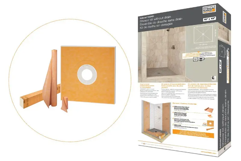 Schluter - KERDI-SHOWER-KIT Shower Kit with Center Outlet Position without Flange and Grate 72" x 72"