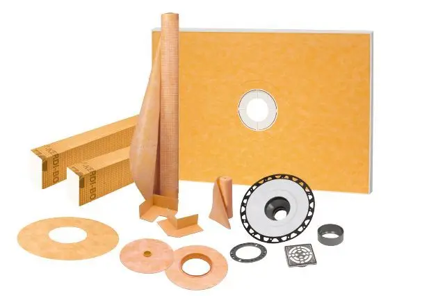 Schluter - KERDI-SHOWER-KIT Shower Kit with Center Outlet Position KERDI-SHOWER-KIT with 2" ABS Flange and Stainless Steel Grate 38" x 60"