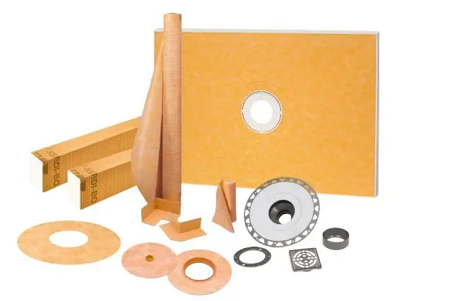 Schluter - KERDI-SHOWER-KIT Shower Kit with Center Outlet Position KERDI-SHOWER-KIT with 2" PVC Flange and Stainless Steel Grate 38" x 60"