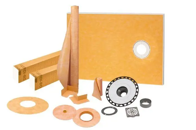 Schluter - KERDI-SHOWER-KIT-FL Shower Kit with Off-Set Outlet Position KERDI-SHOWER-KIT with 2" ABS Flange and Stainless Steel Grate 38" x 60"