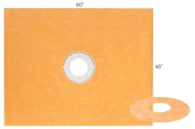 Schluter - KERDI-SHOWER-T Prefabricated Sloped Shower Tray Kit with Center Outlet Position 1-3/32" x 48" x 60"