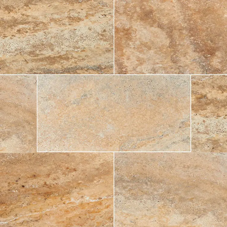 MSI Surfaces Floor Tiles Natural Stone Pavers Tuscany Porcini Tumbled 16" x 24"