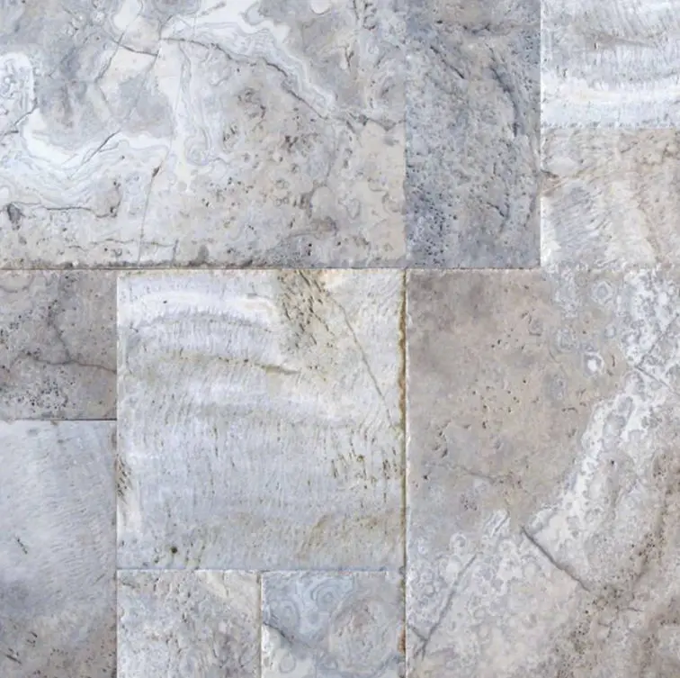 MSI Surfaces Floor Tiles Natural Stone Pavers Silver Travertine Tumbled Multi-Size
