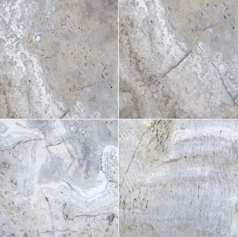 MSI Surfaces Floor Tiles Natural Stone Pavers Silver Travertine Tumbled 16" x 16"