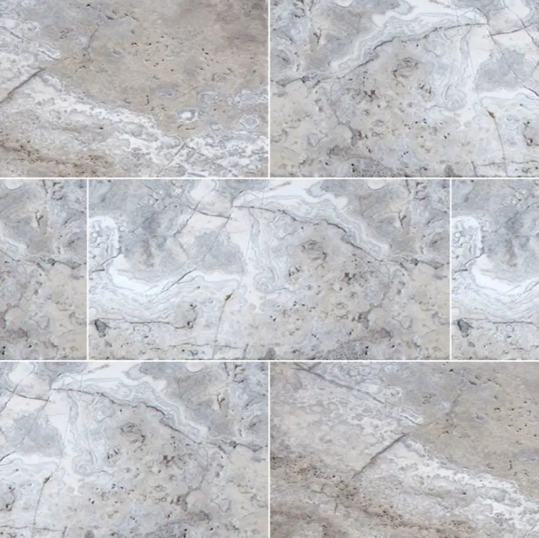MSI Surfaces Floor Tiles Natural Stone Pavers Silver Travertine Tumbled 16" x 24"