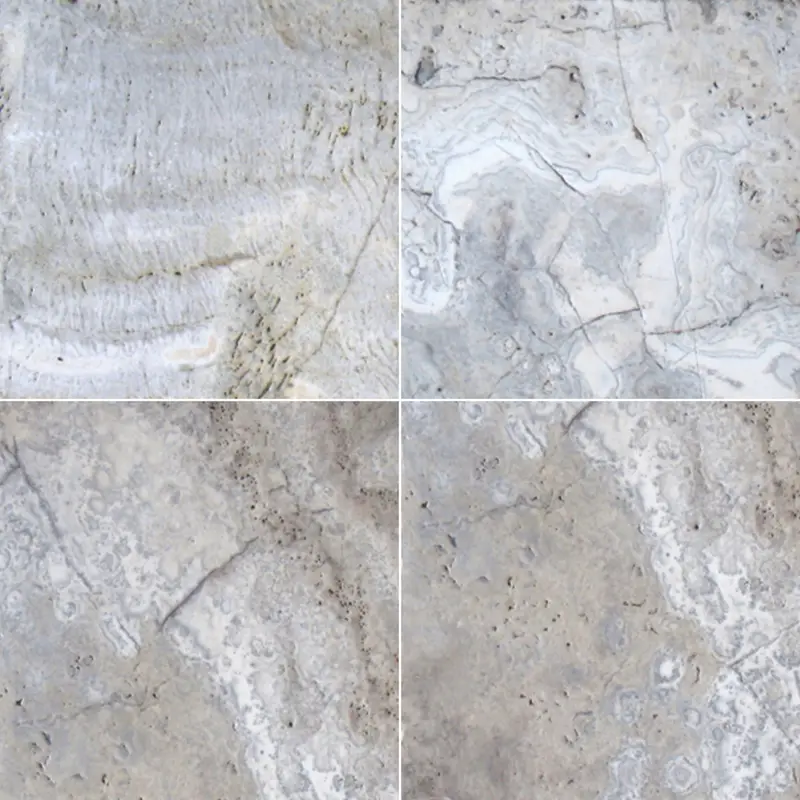 MSI Surfaces Floor Tiles Natural Stone Pavers Silver Travertine Tumbled 8" x 8"