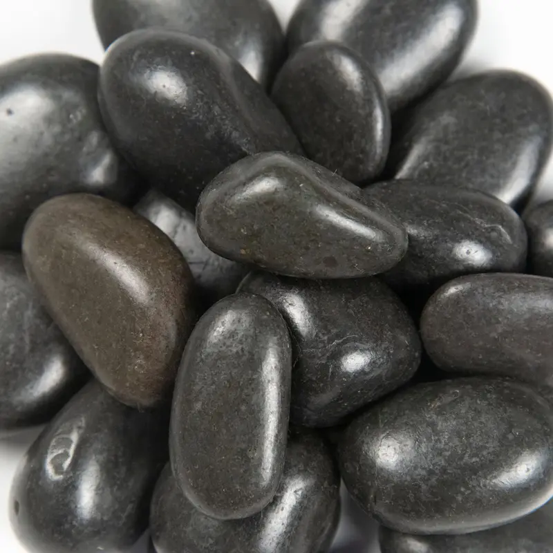 MSI Surfaces Medium River Stones Piedra Pebbles Black Polished 40 lb