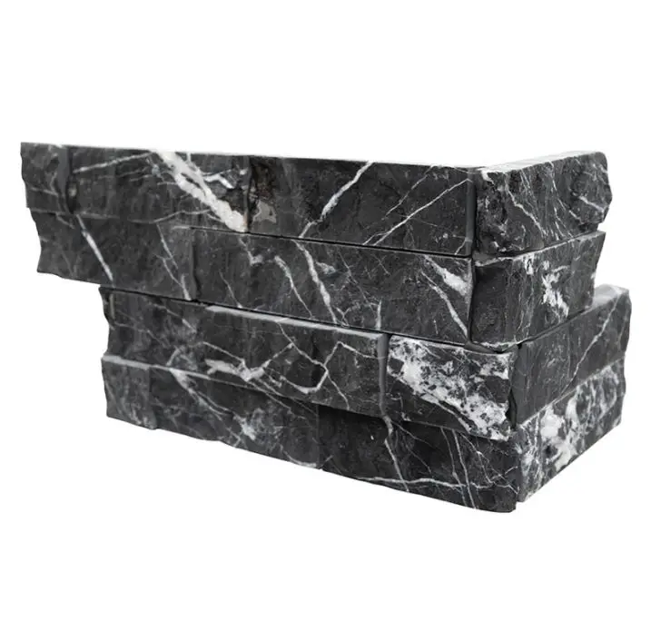 MSI Surfaces Wall Tiles RockMount Marquina Nero Splitface Corner 6" x 18"