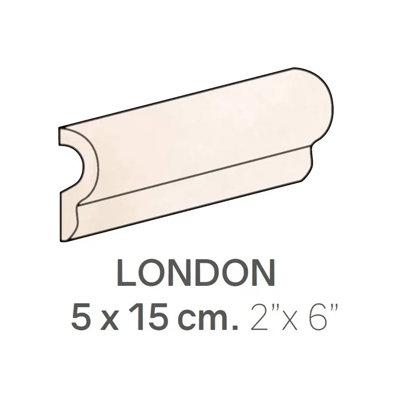 Centura Ceramic Wall Molding London Masia Cream Glossy 2" x 6"